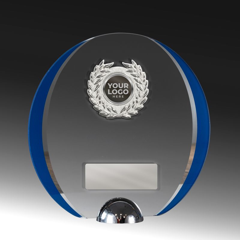 Clear Blue Glass with Trim Glass Award 180mm